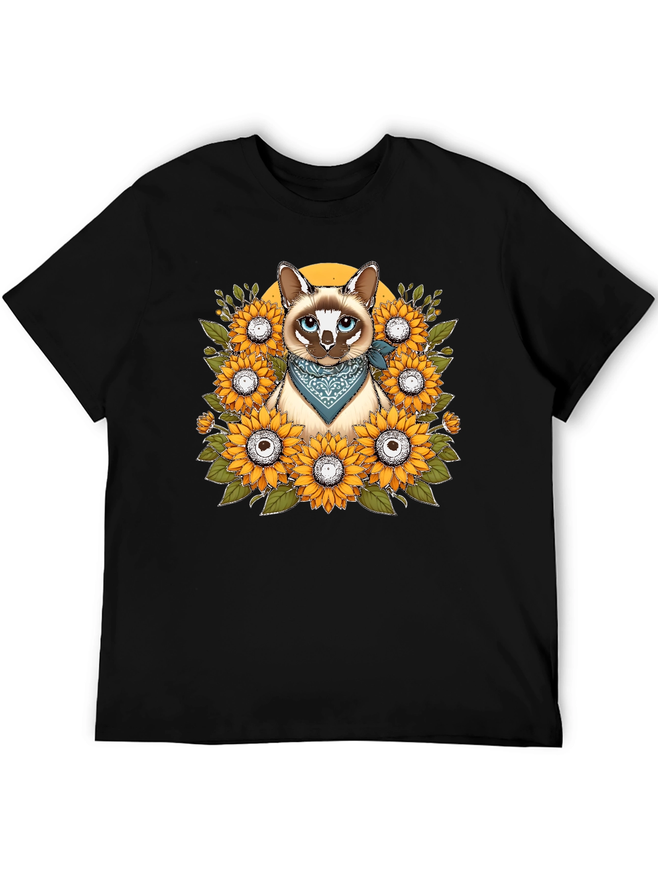Cat Sunflower T-Shirt - Unique Graphic Tee