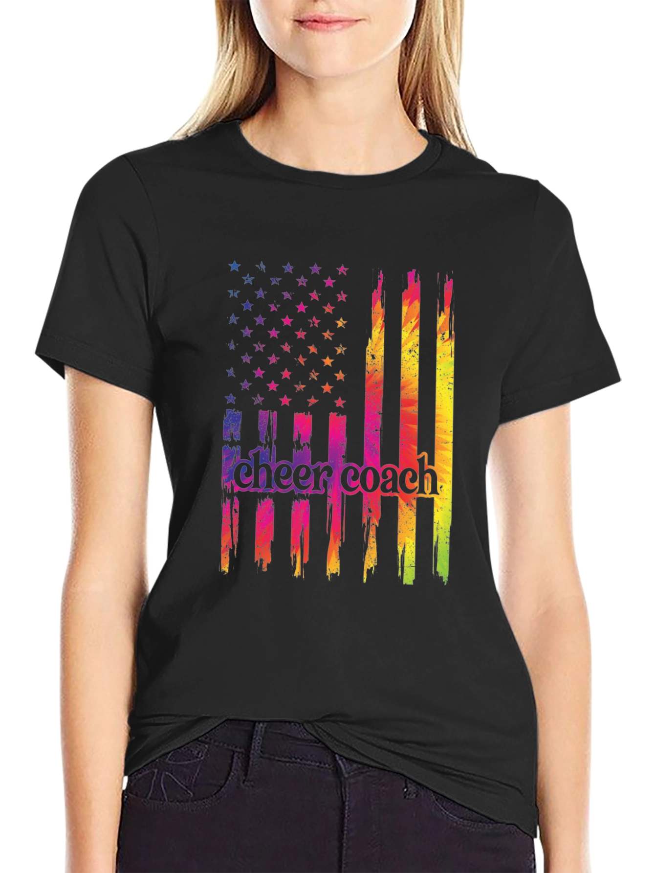 Cheer Coach Flag Graphic T-Shirt