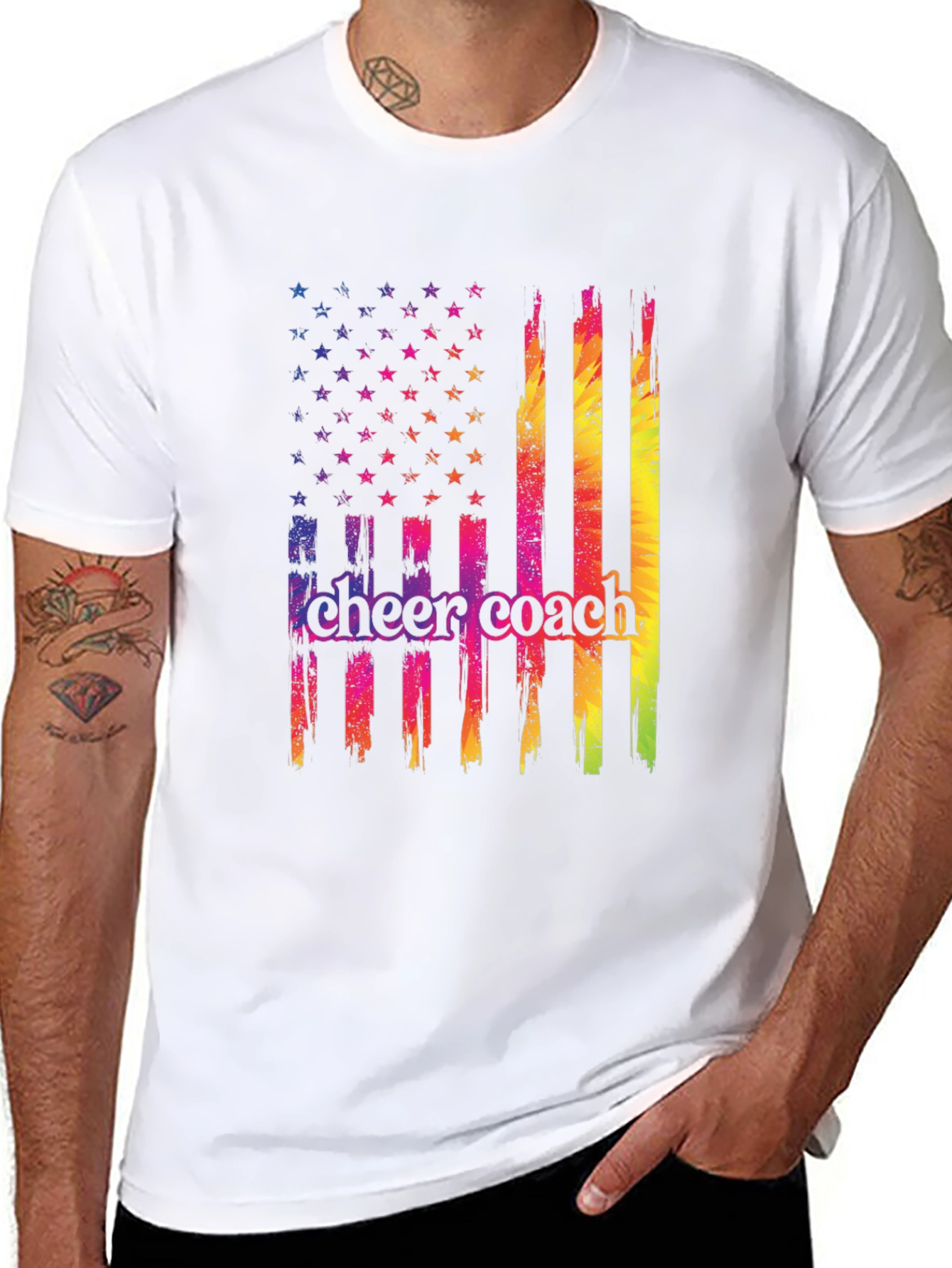 Cheer Coach Flag Graphic T-Shirt