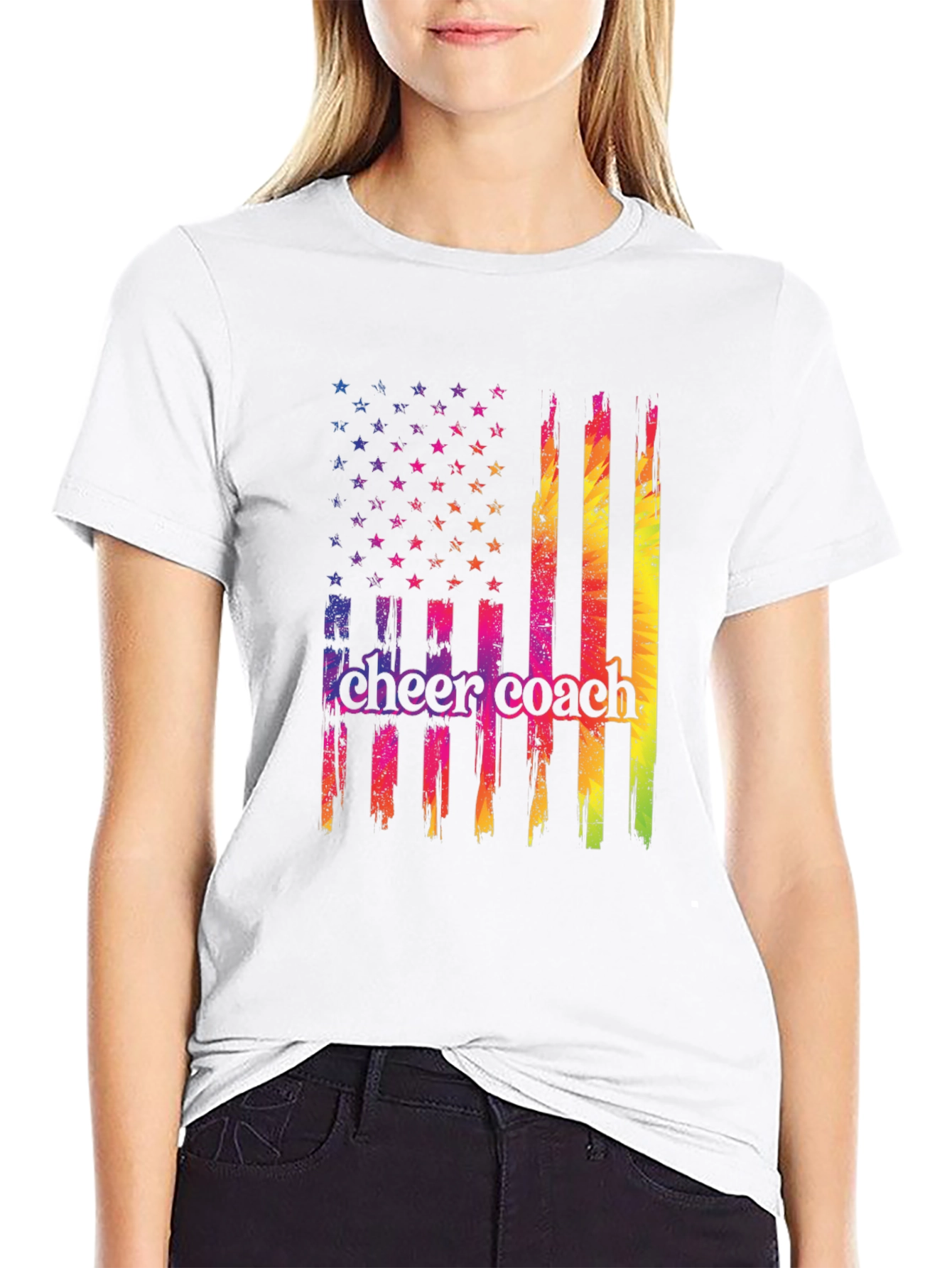 Cheer Coach Flag Graphic T-Shirt