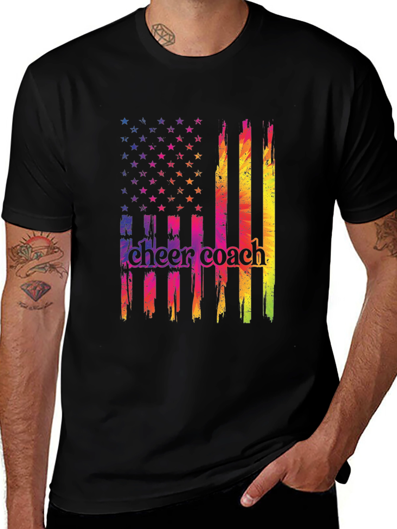 Cheer Coach Flag Graphic T-Shirt