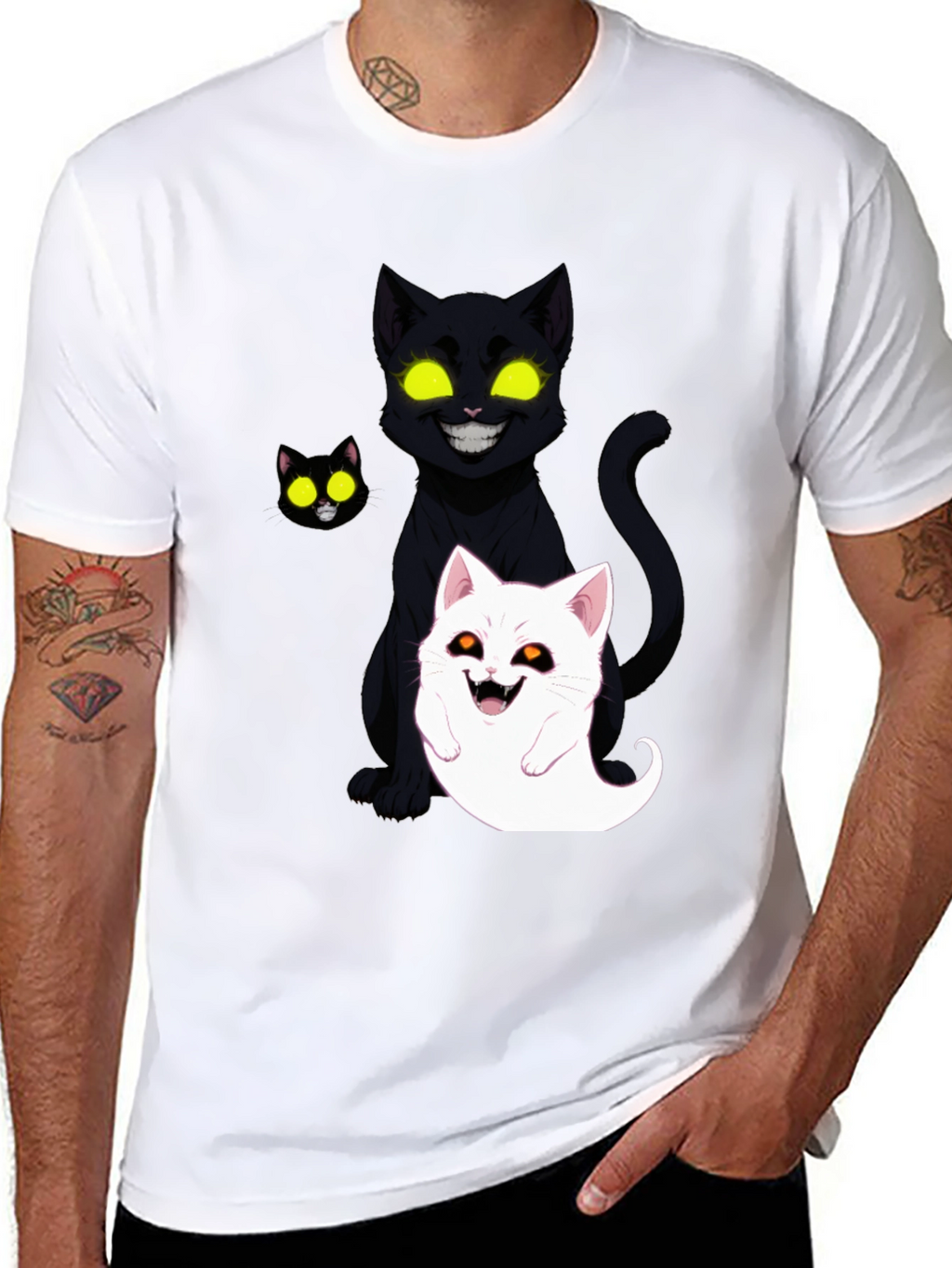 Halloween Cat Ghost Graphic T-Shirt