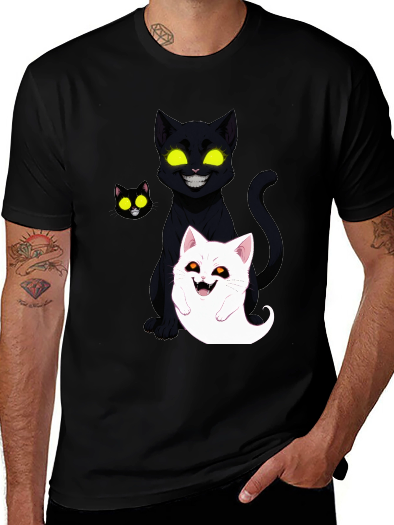 Halloween Cat Ghost Graphic T-Shirt
