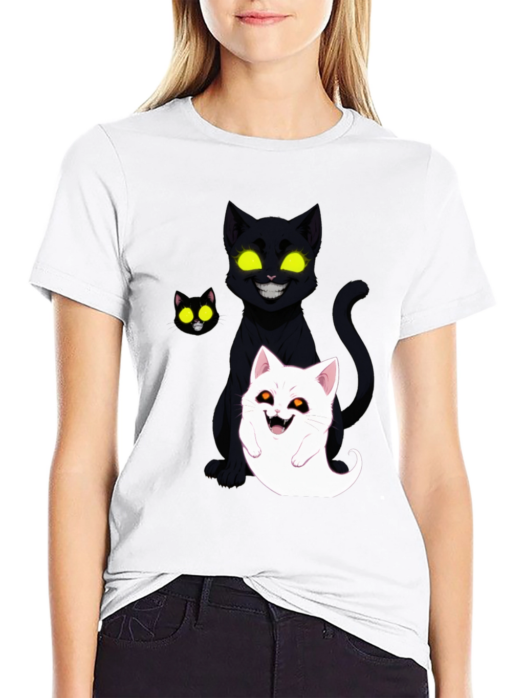 Halloween Cat Ghost Graphic T-Shirt