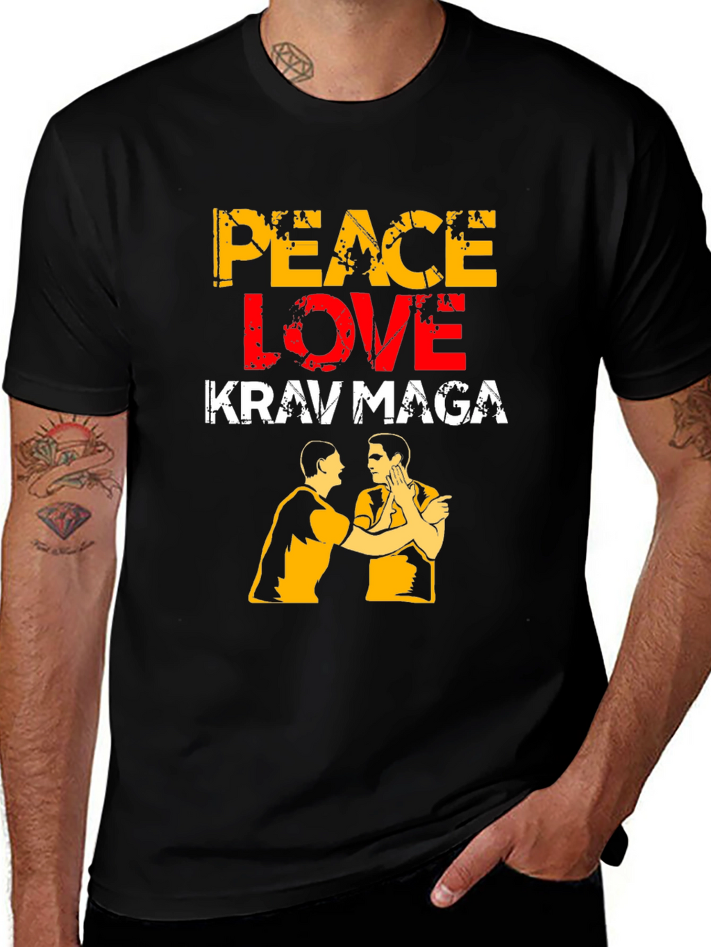 Peace Love Krav Maga T-Shirt Black Martial Arts Tee