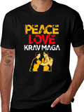 Peace Love Krav Maga T-Shirt Black Martial Arts Tee