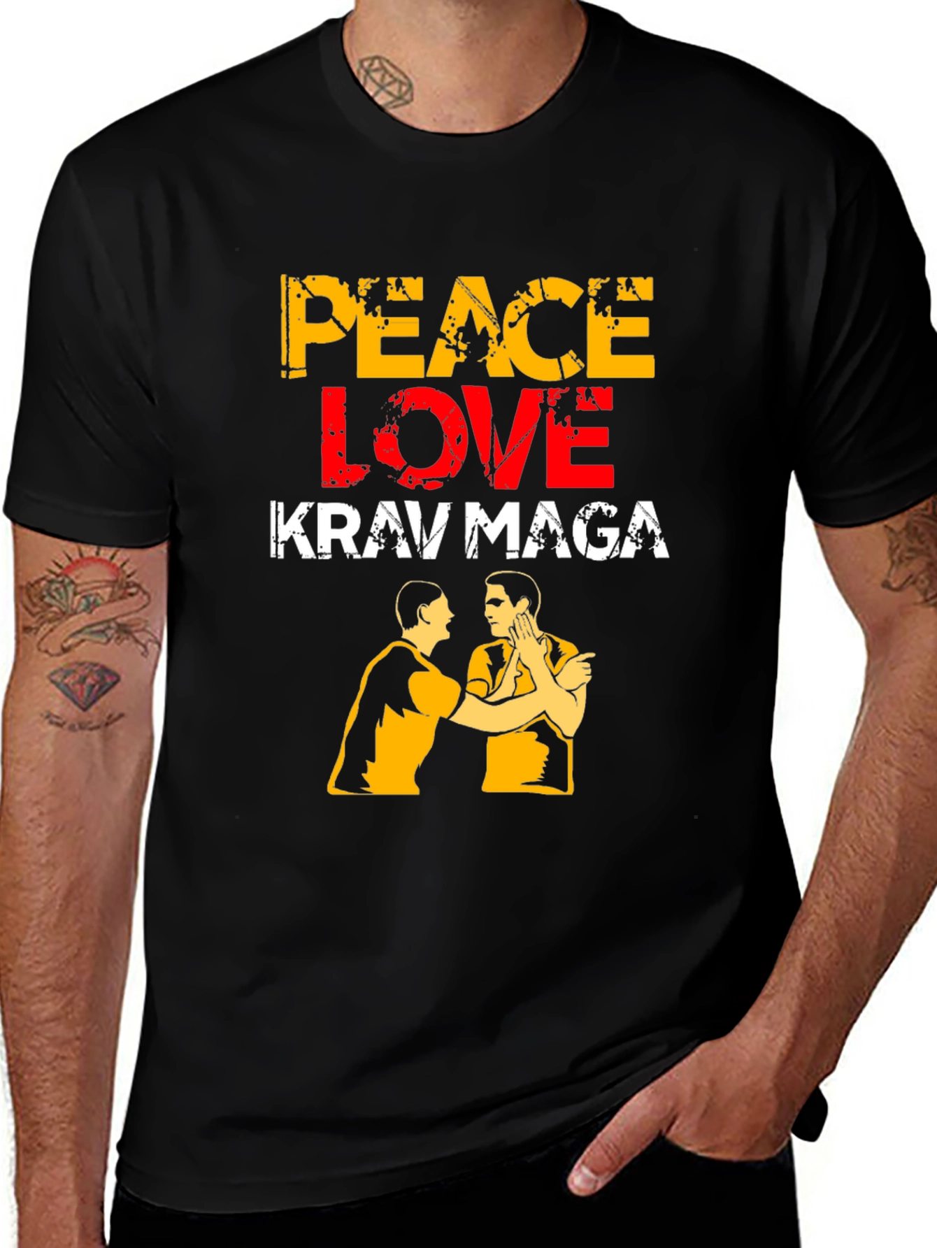 Peace Love Krav Maga T-Shirt Black Martial Arts Tee