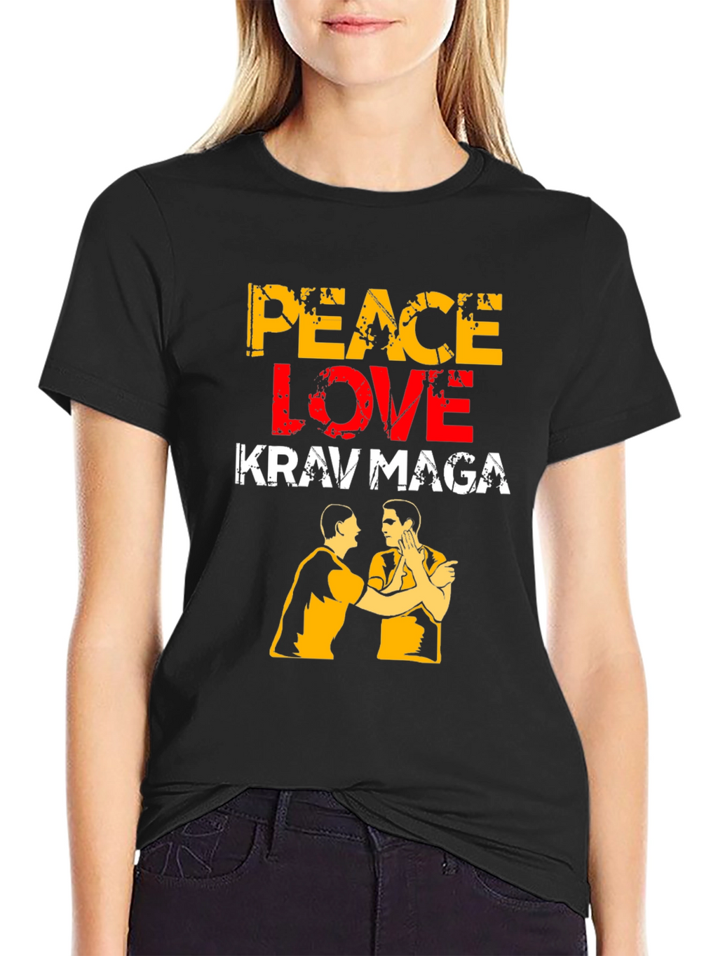 Peace Love Krav Maga T-Shirt Black Martial Arts Tee