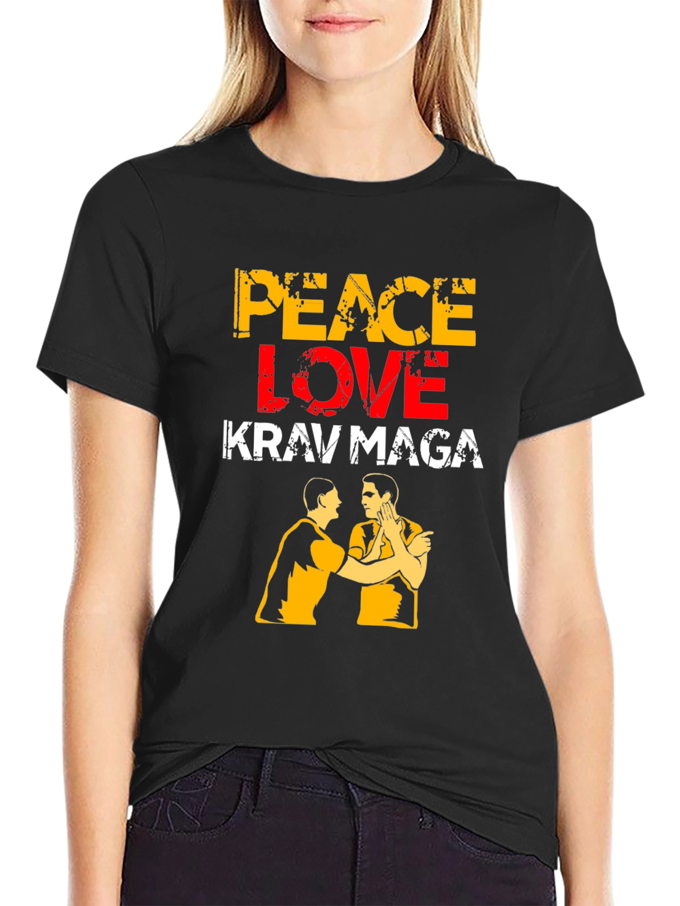 Peace Love Krav Maga T-Shirt Black Martial Arts Tee