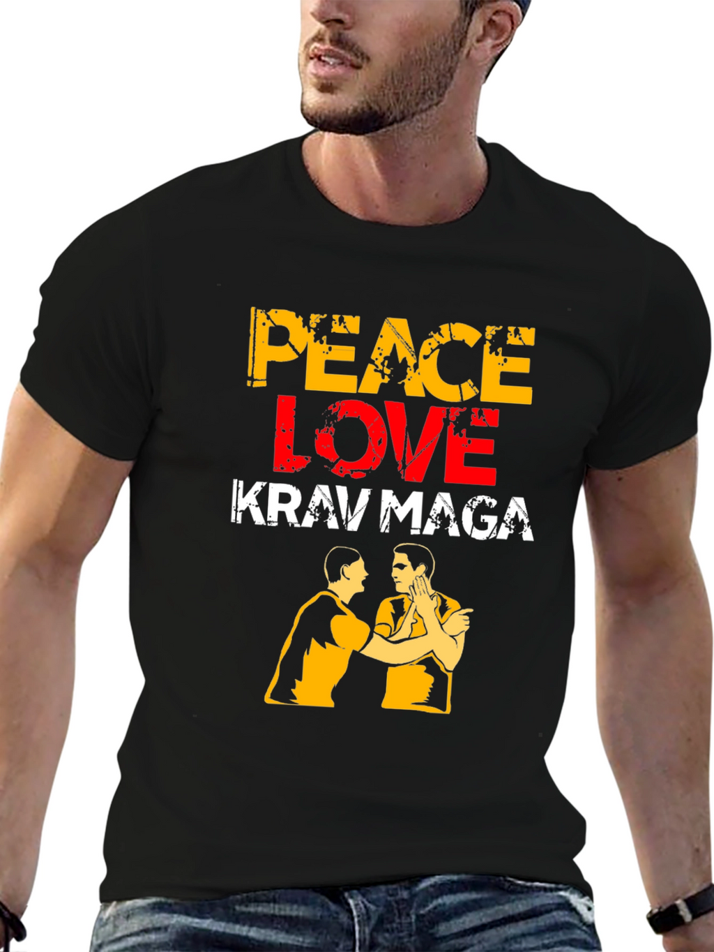 Peace Love Krav Maga T-Shirt Black Martial Arts Tee