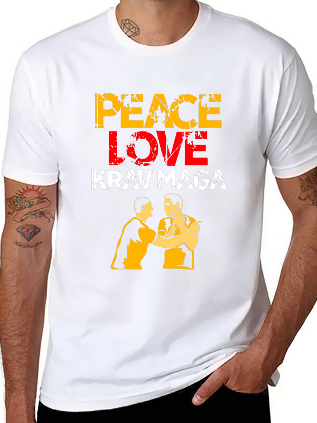Peace Love Krav Maga T-Shirt Black Martial Arts Tee