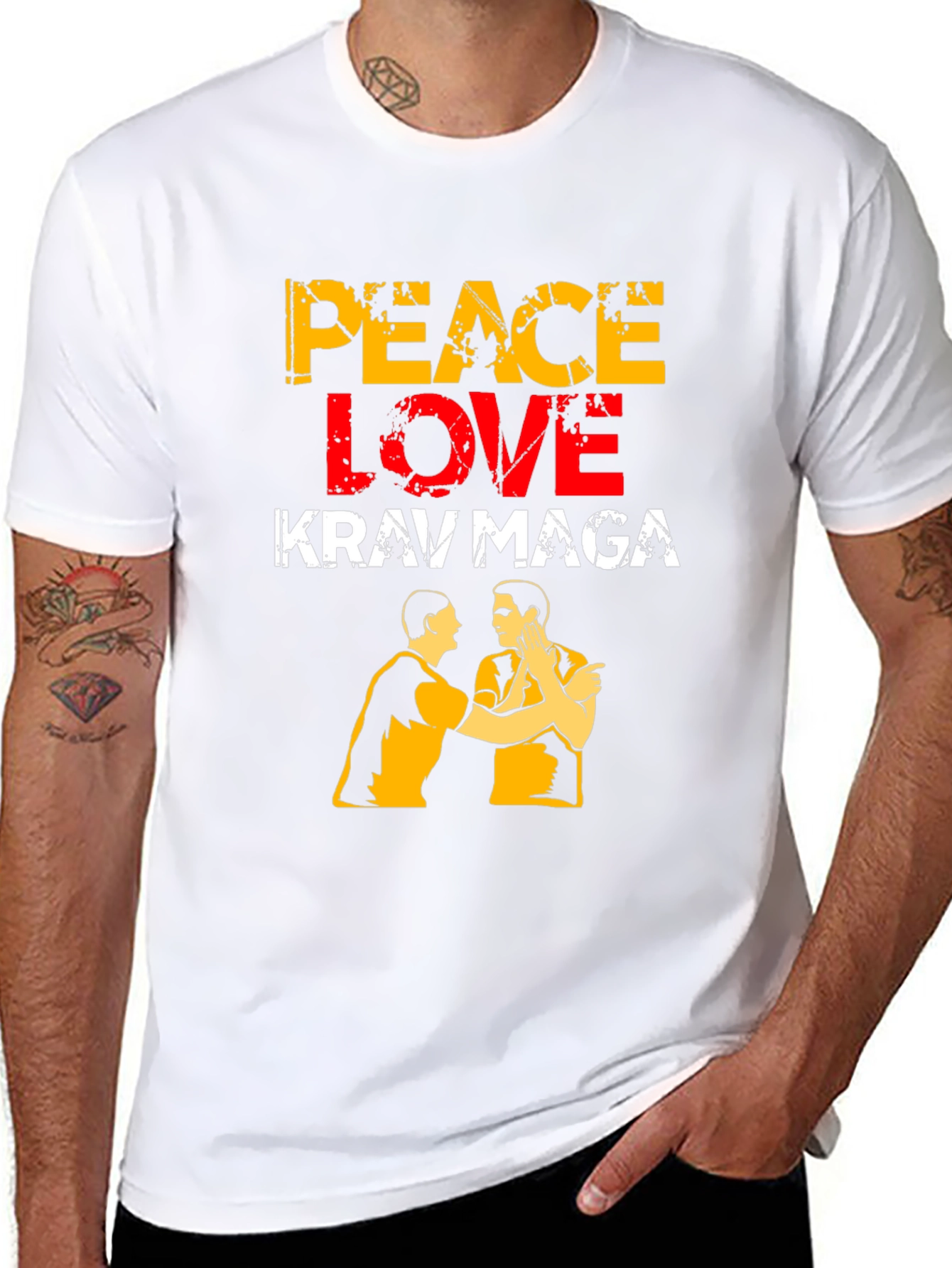 Peace Love Krav Maga T-Shirt Black Martial Arts Tee