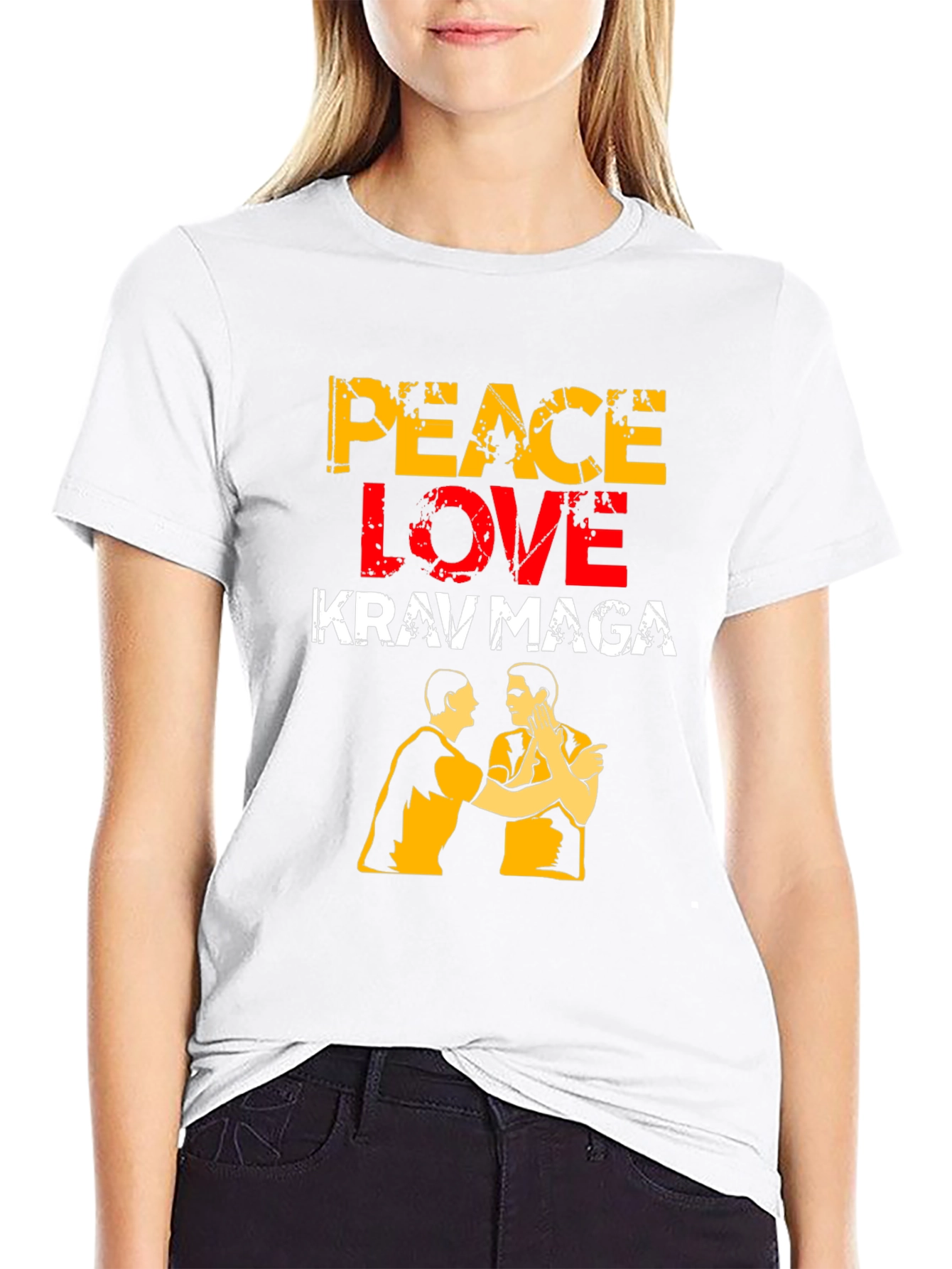 Peace Love Krav Maga T-Shirt Black Martial Arts Tee