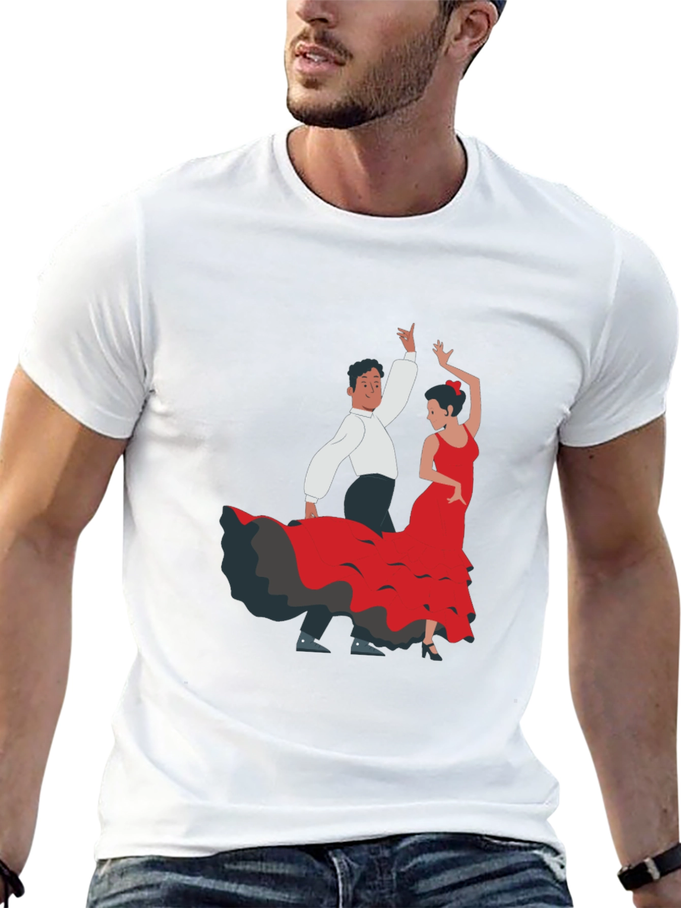 Flamenco Dancer Graphic Tee - Black Cotton T-Shirt