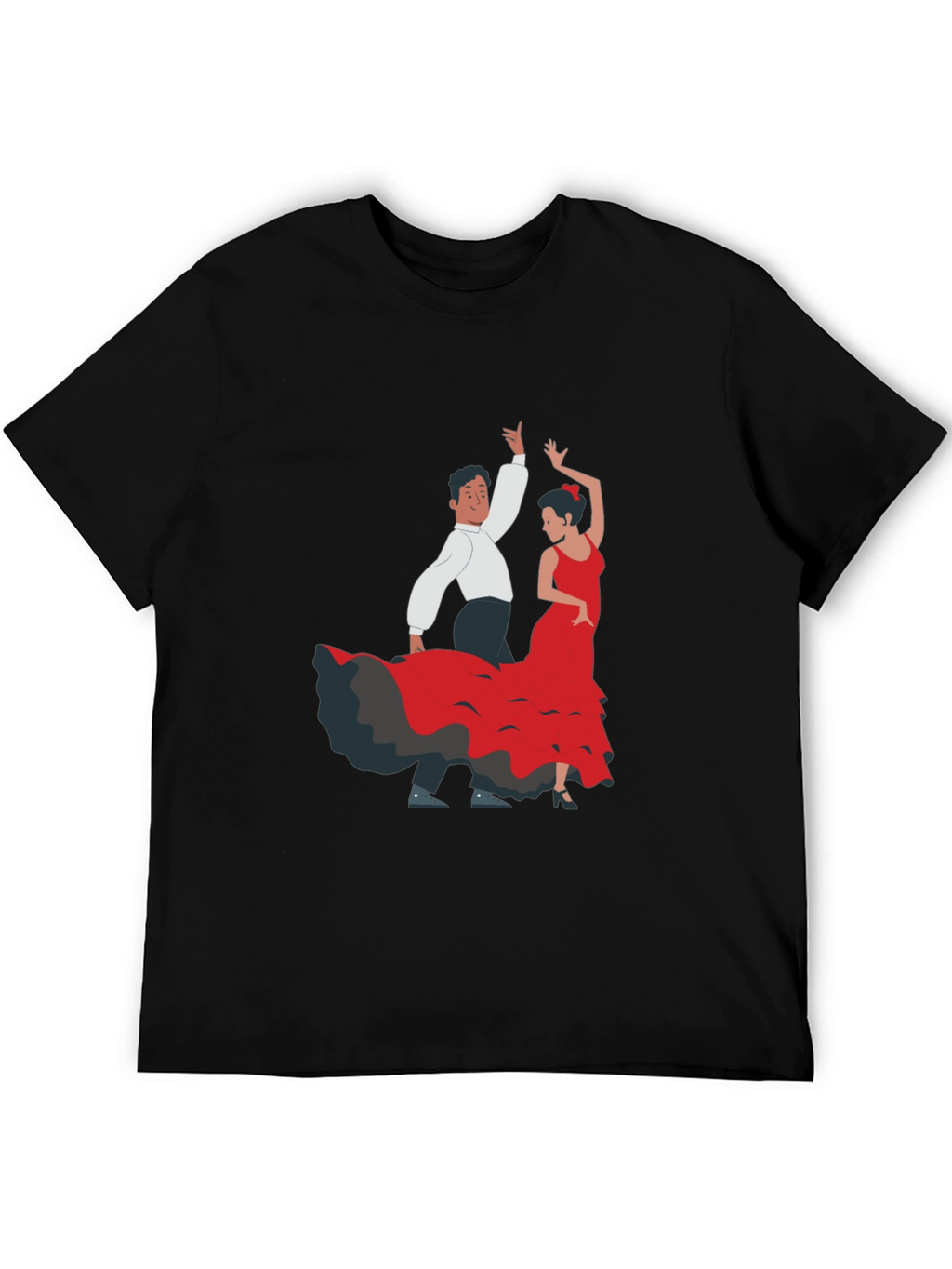 Flamenco Dancer Graphic Tee - Black Cotton T-Shirt