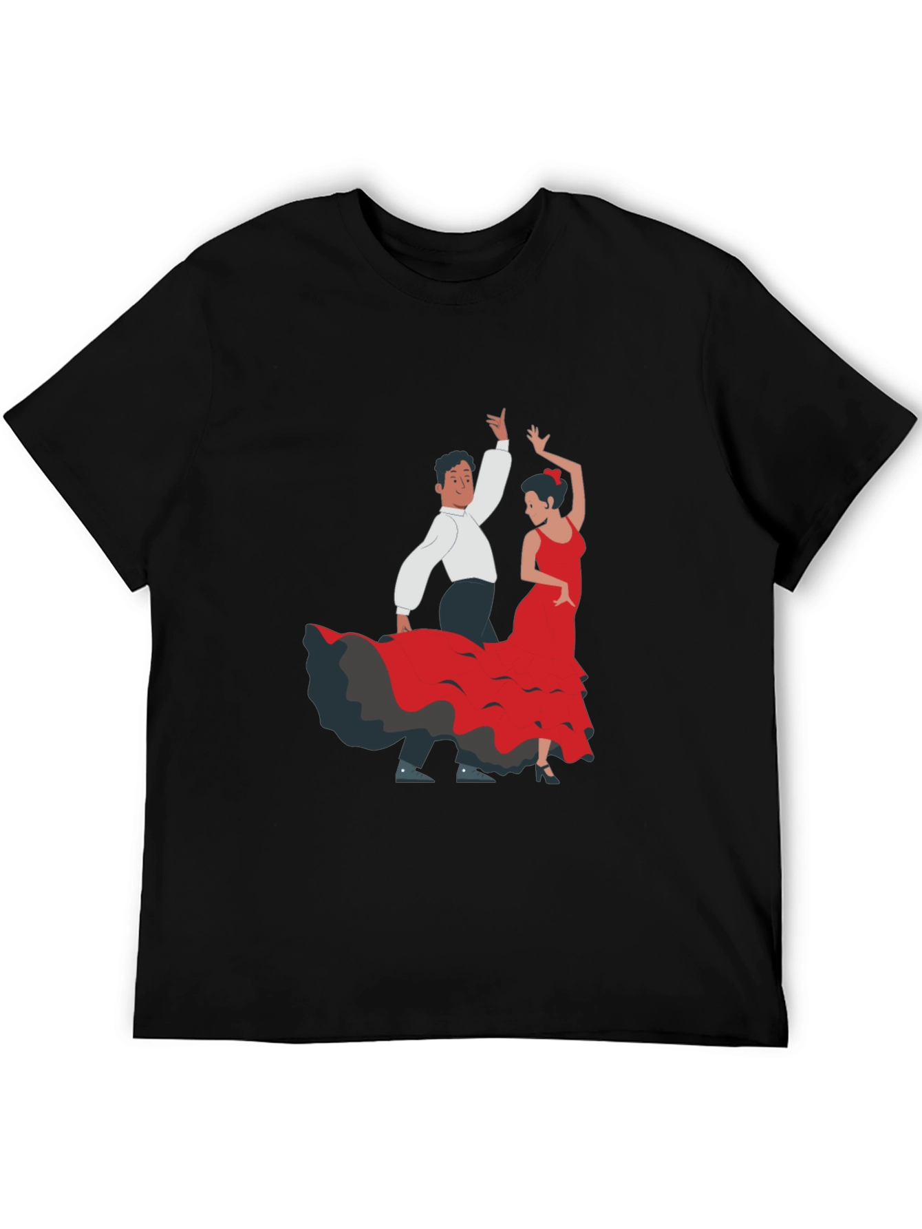 Flamenco Dancer Graphic Tee - Black Cotton T-Shirt