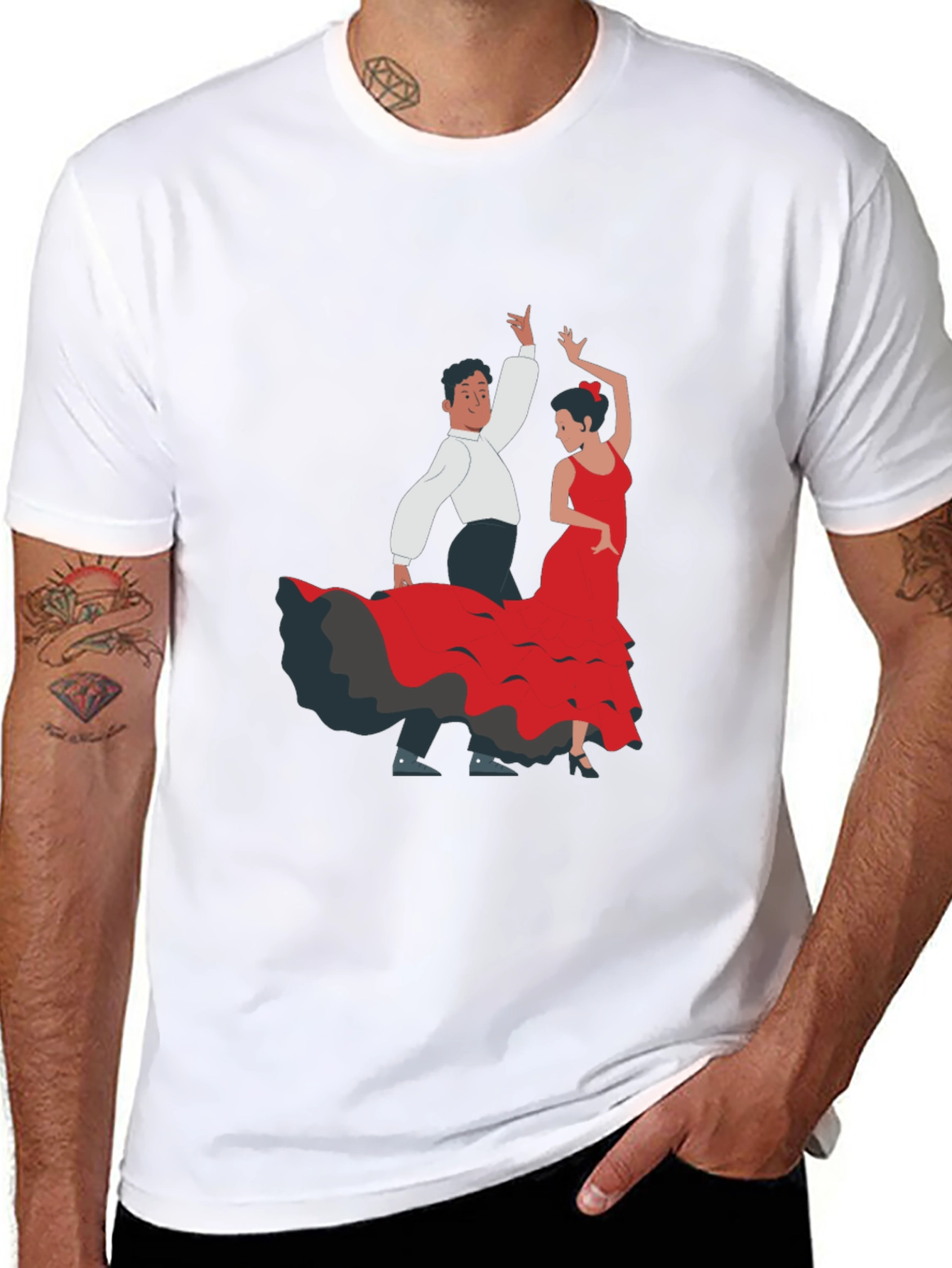 Flamenco Dancer Graphic Tee - Black Cotton T-Shirt