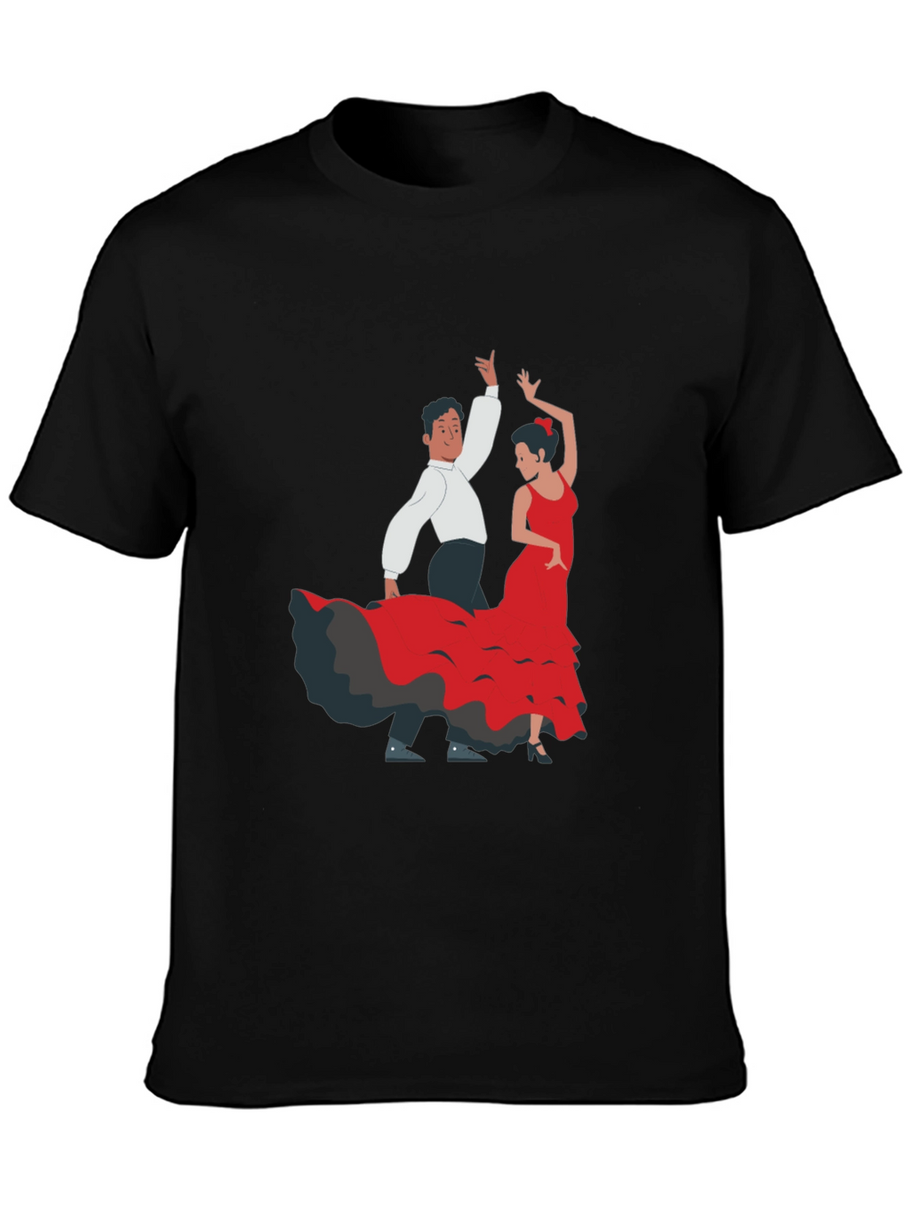 Flamenco Dancer Graphic Tee - Black Cotton T-Shirt