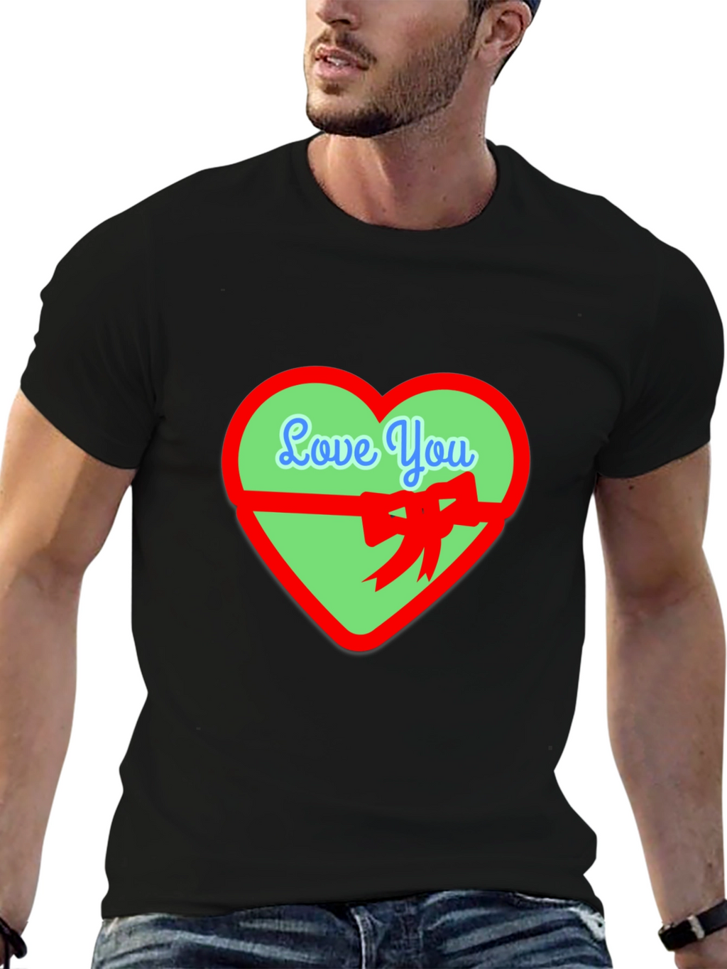 Love You Heart Graphic Tee - Black Casual Shirt