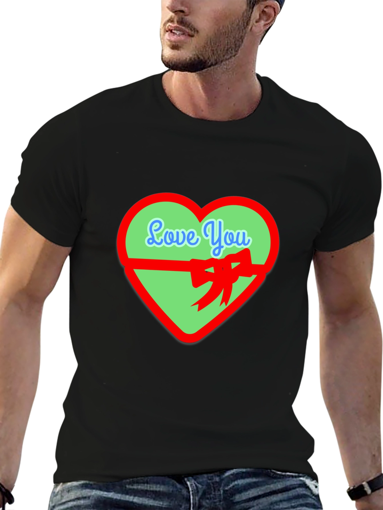 Love You Heart Graphic Tee - Black Casual Shirt