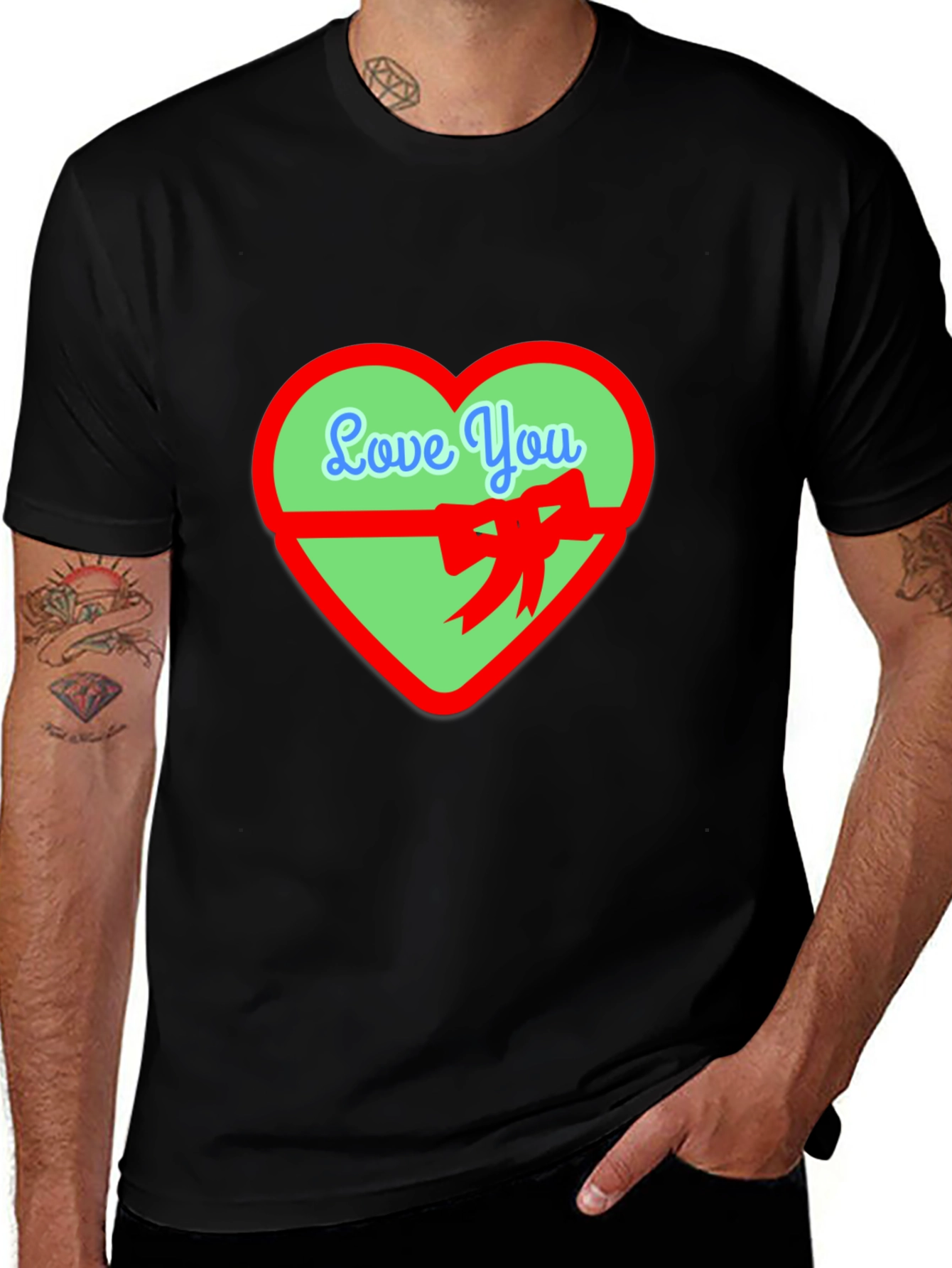 Love You Heart Graphic Tee - Black Casual Shirt