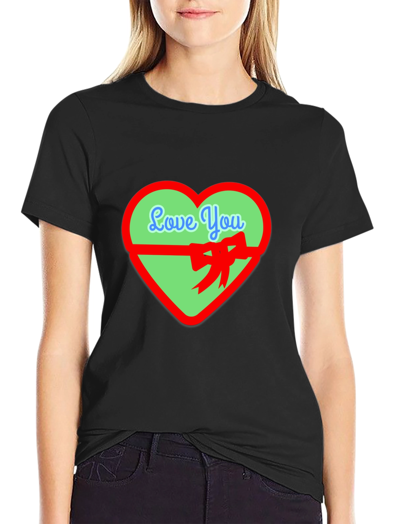 Love You Heart Graphic Tee - Black Casual Shirt
