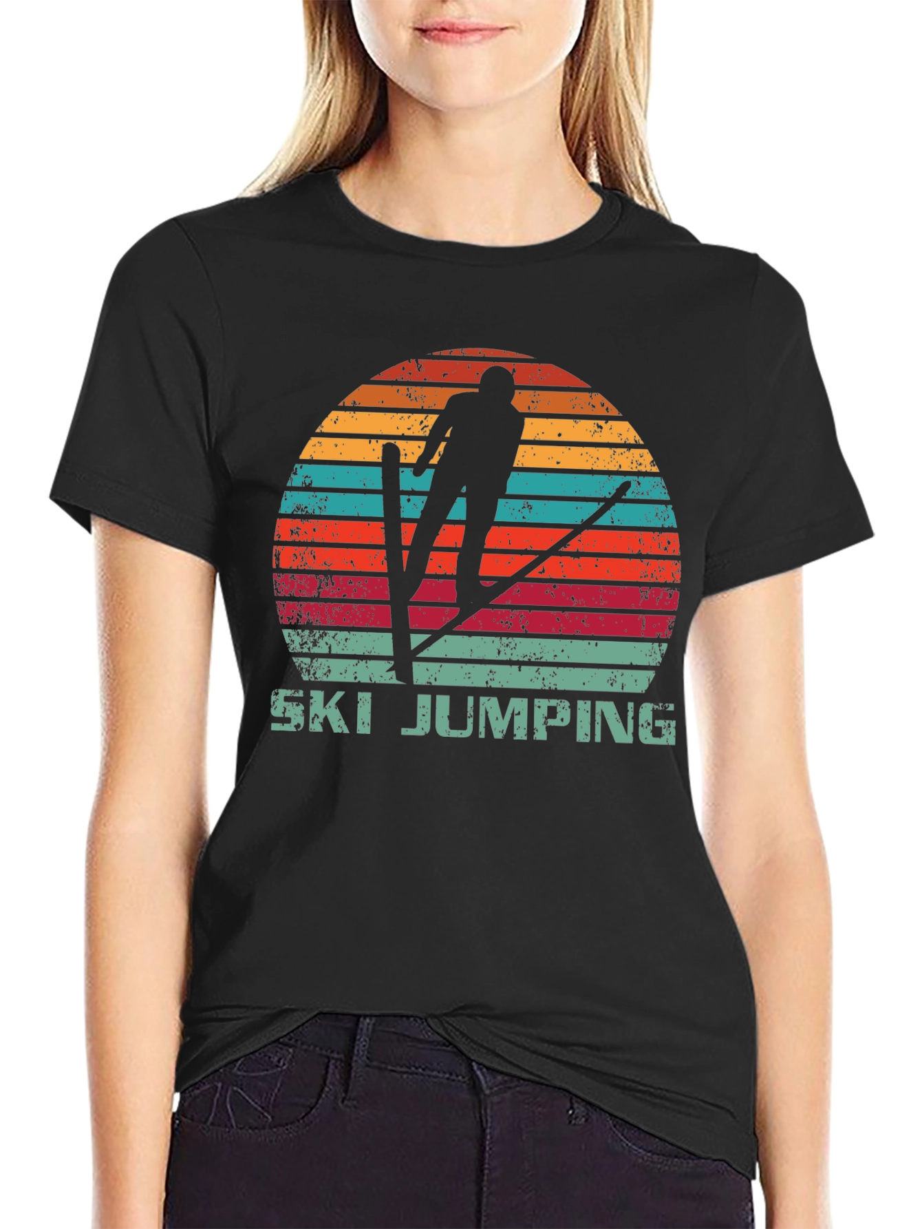 Retro Ski Jumping T-Shirt - Vintage Style