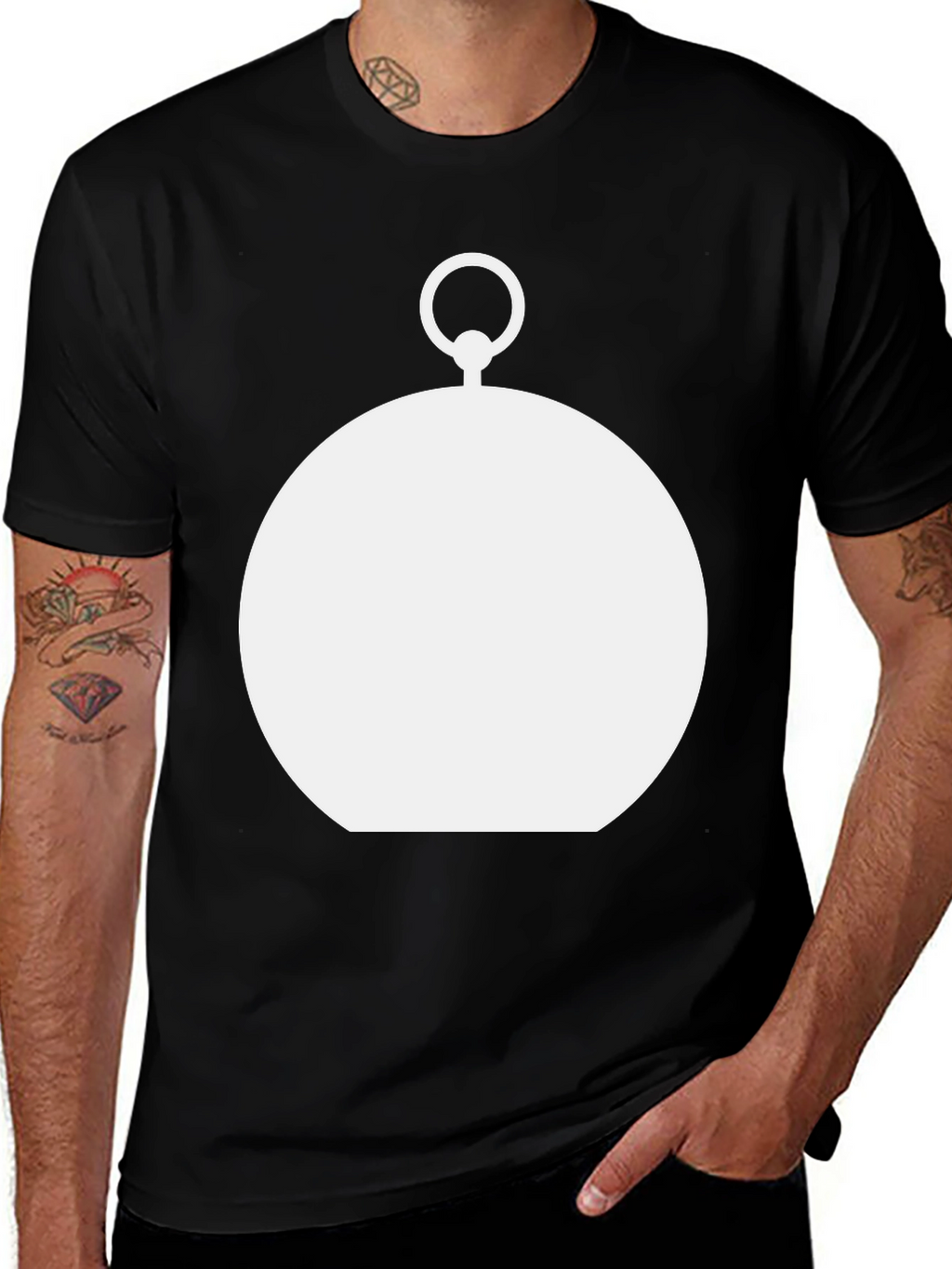 Modern Pocket Watch Graphic Tee - Black