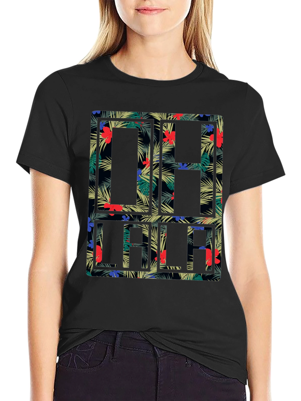Tropical Cali Mens Black Graphic T-Shirt