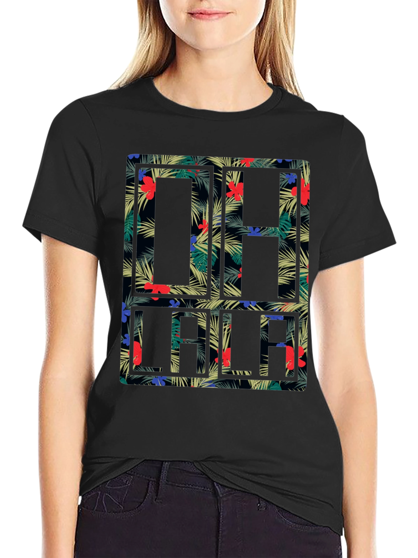 Tropical Cali Mens Black Graphic T-Shirt