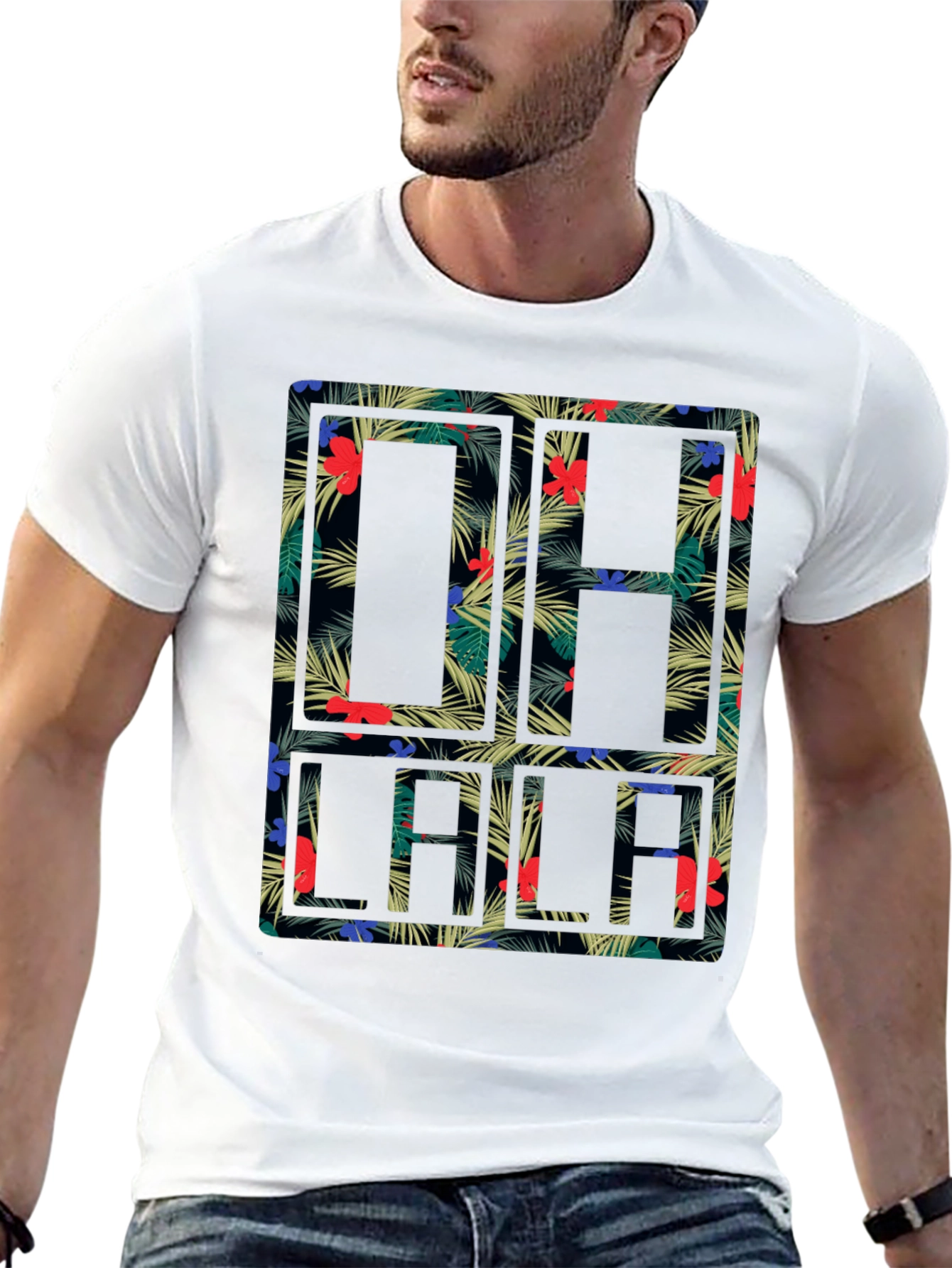Tropical Cali Mens Black Graphic T-Shirt