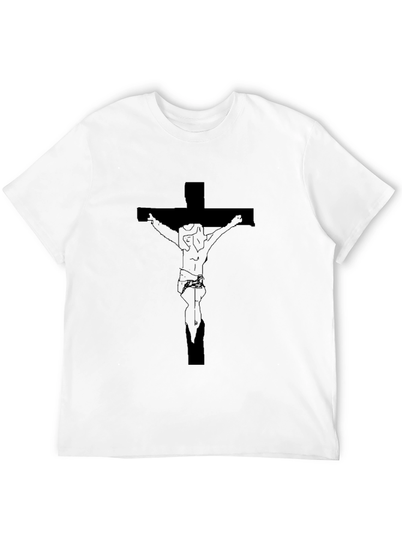 Crucifix Graphic Tee - Black Cotton T-Shirt