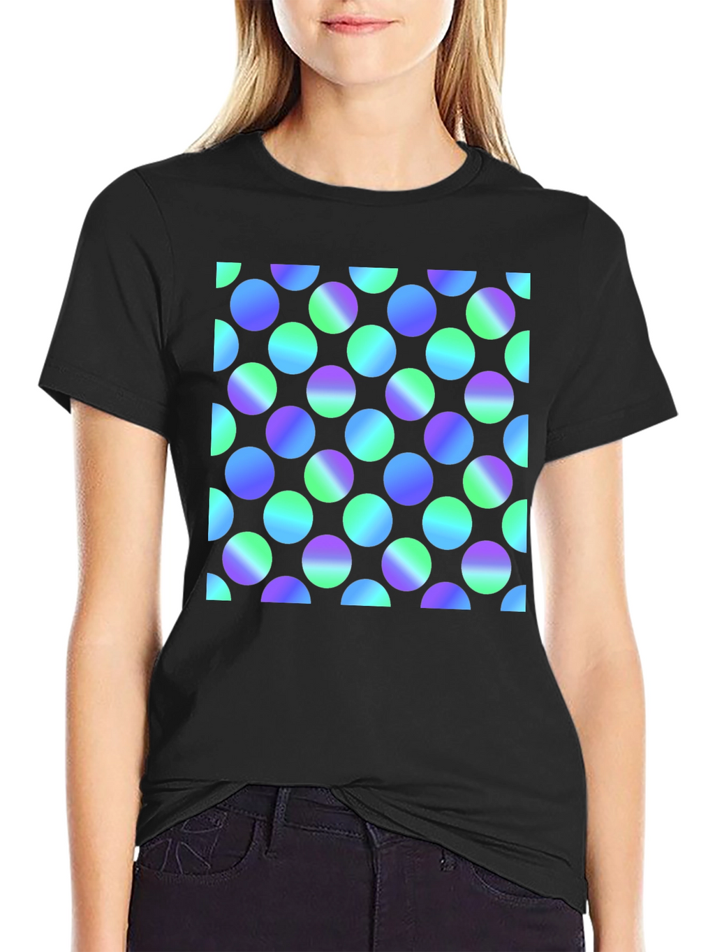 Retro Polka Dot Black T-Shirt