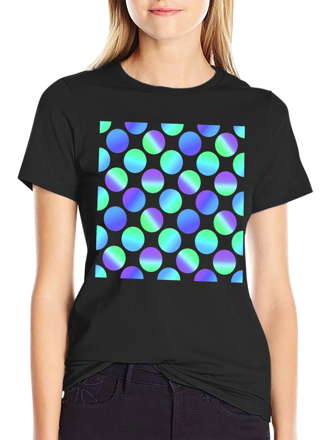 Retro Polka Dot Black T-Shirt