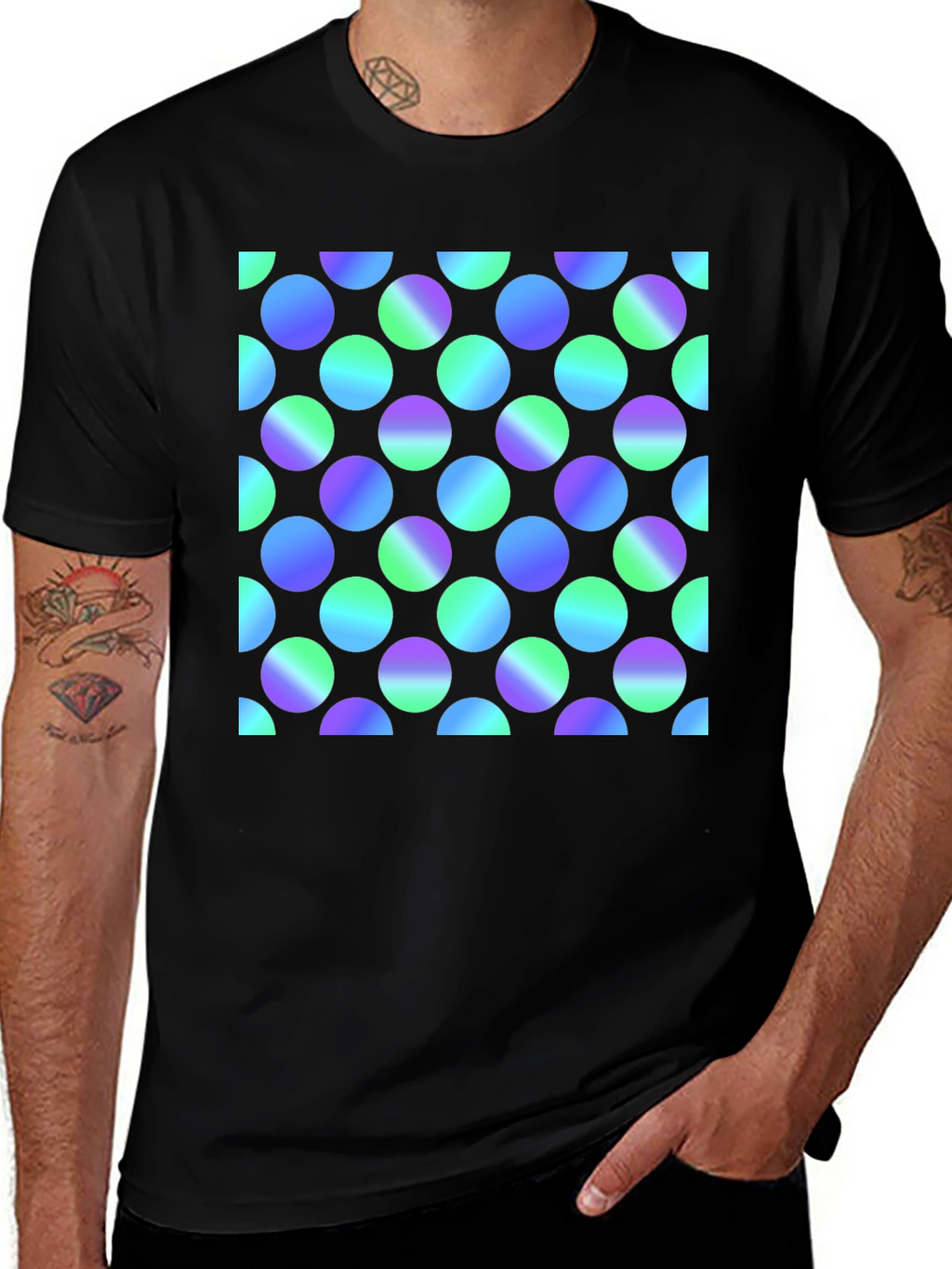 Retro Polka Dot Black T-Shirt