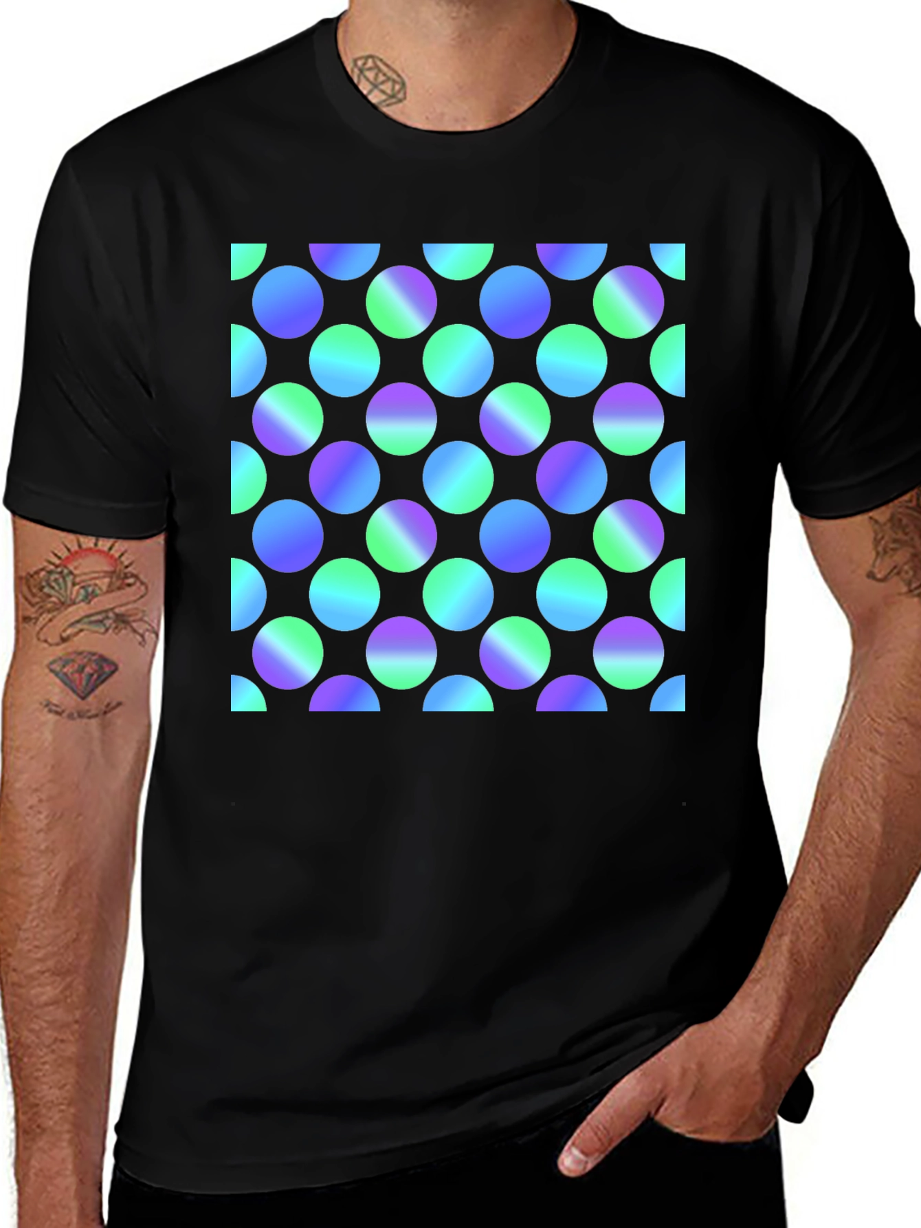 Retro Polka Dot Black T-Shirt
