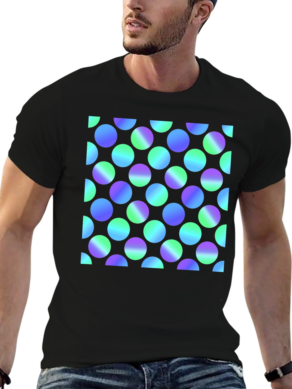 Retro Polka Dot Black T-Shirt