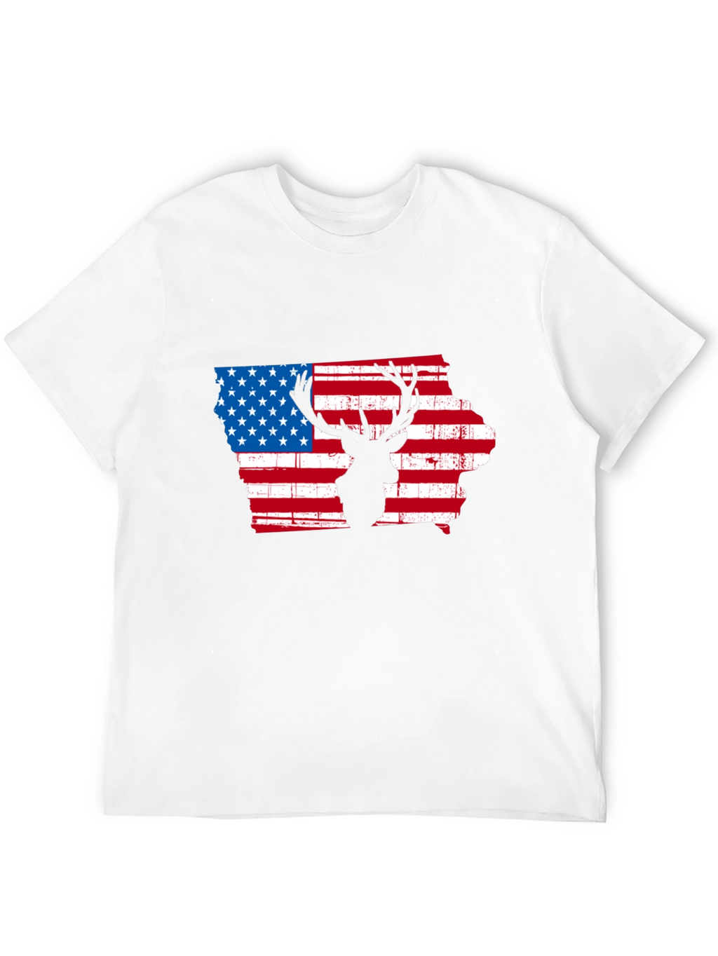 Iowa Deer Silhouette American Flag T-Shirt