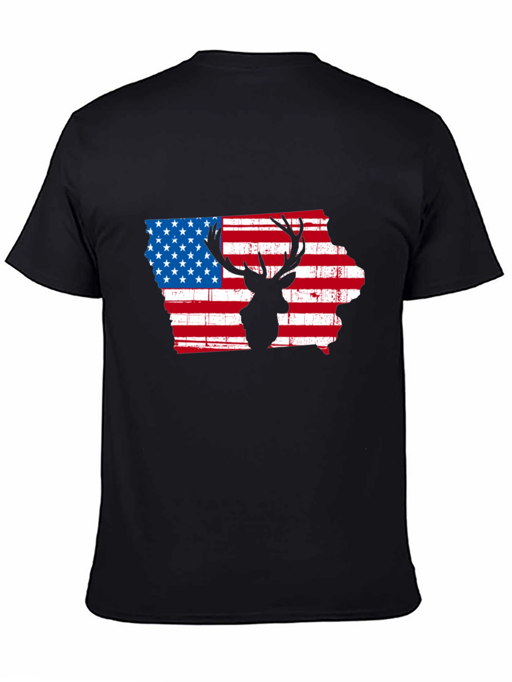 Iowa Deer Silhouette American Flag T-Shirt