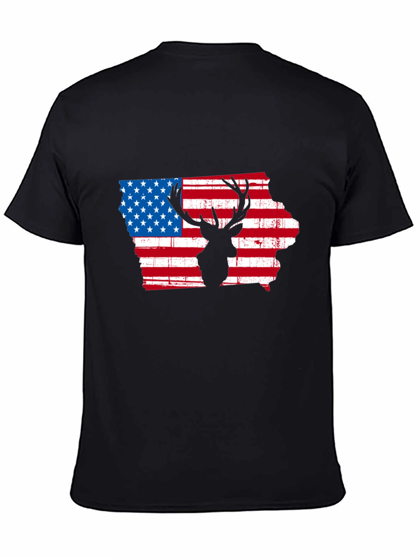 Iowa Deer Silhouette American Flag T-Shirt