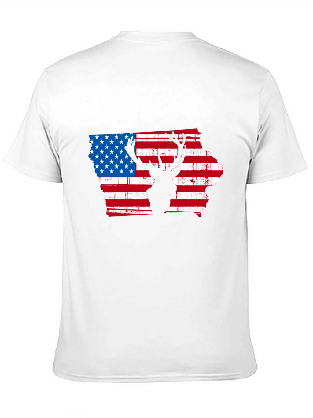 Iowa Deer Silhouette American Flag T-Shirt