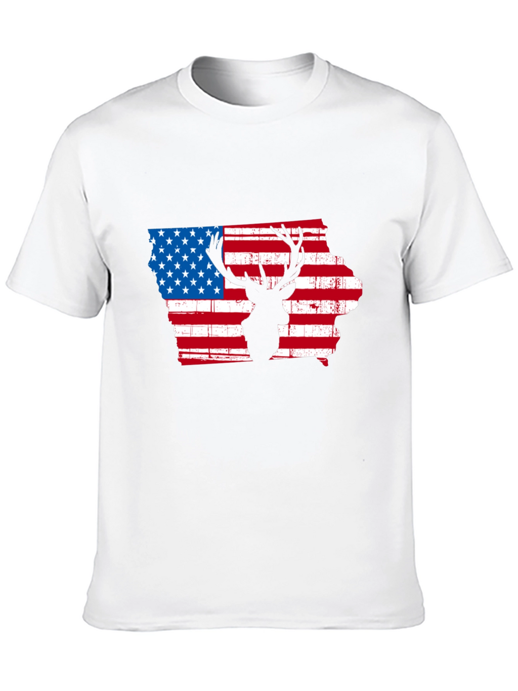 Iowa Deer Silhouette American Flag T-Shirt