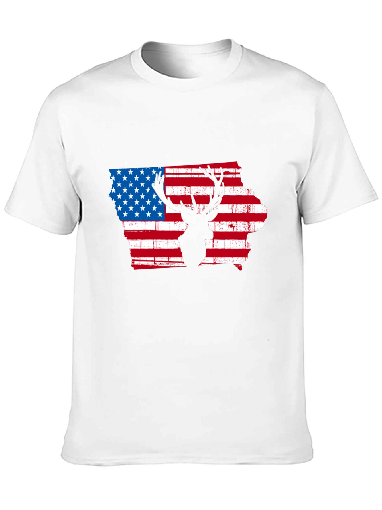 Iowa Deer Silhouette American Flag T-Shirt