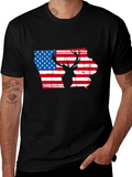 Iowa Deer Silhouette American Flag T-Shirt