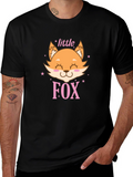 Cute Little Fox Graphic Tee - Unisex Black Shirt