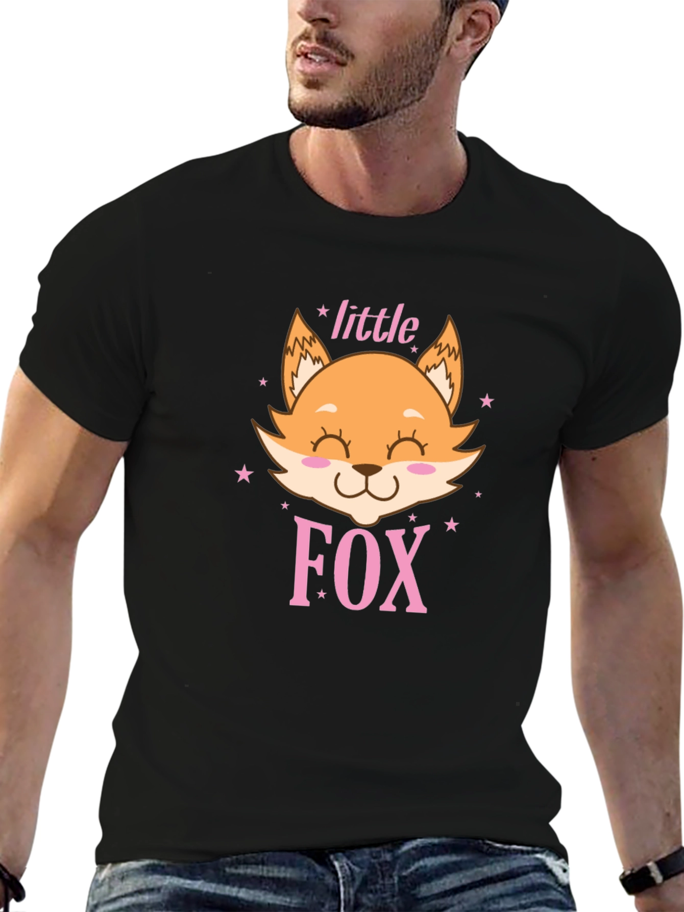 Cute Little Fox Graphic Tee - Unisex Black Shirt
