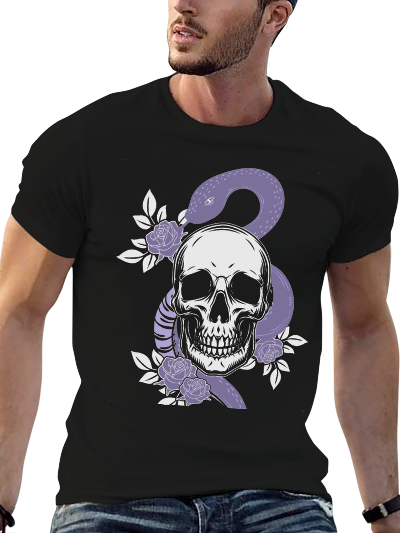 Skull & Snake Graphic Tee - Edgy Fashion