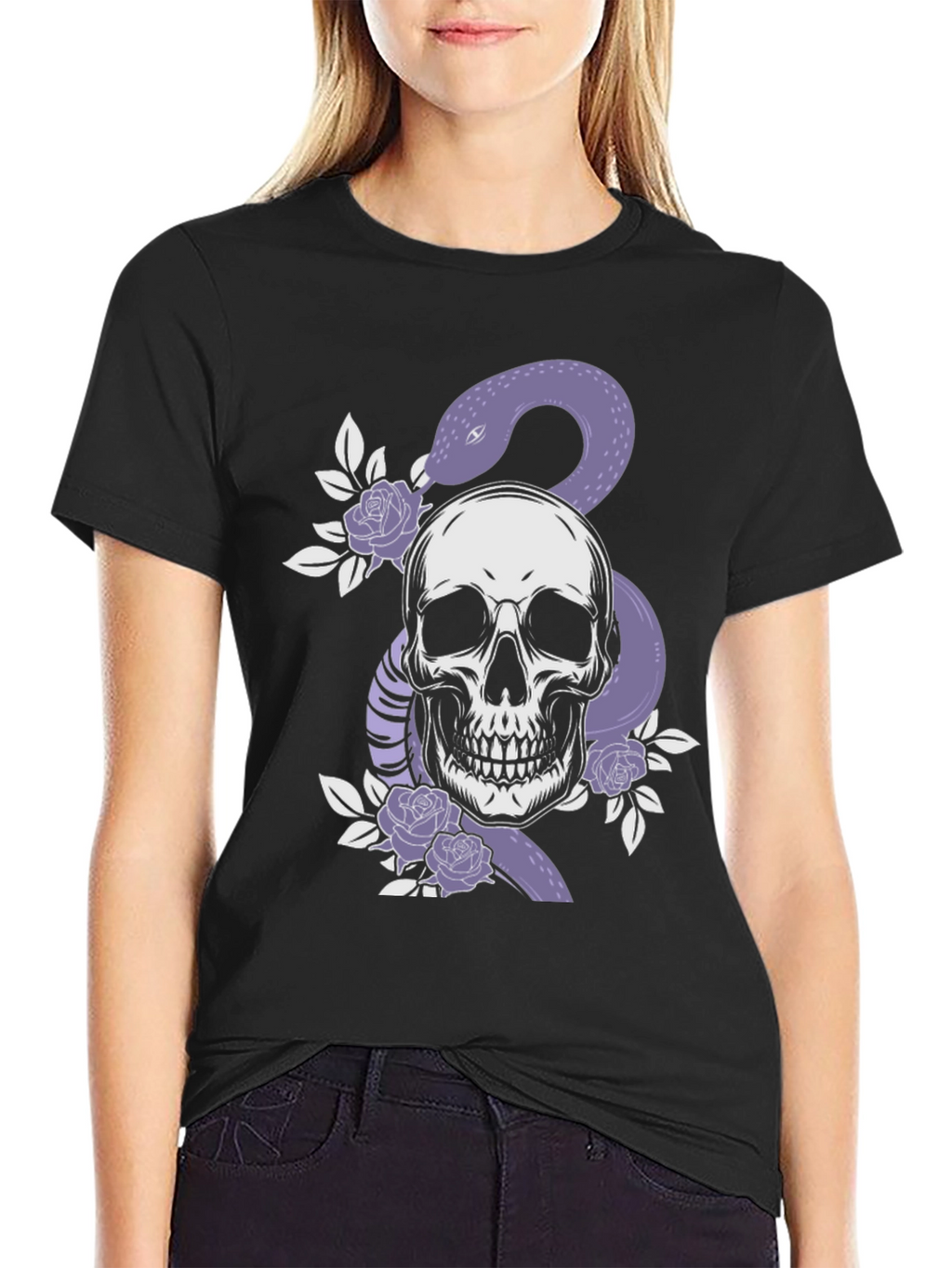 Skull & Snake Graphic Tee - Edgy Fashion