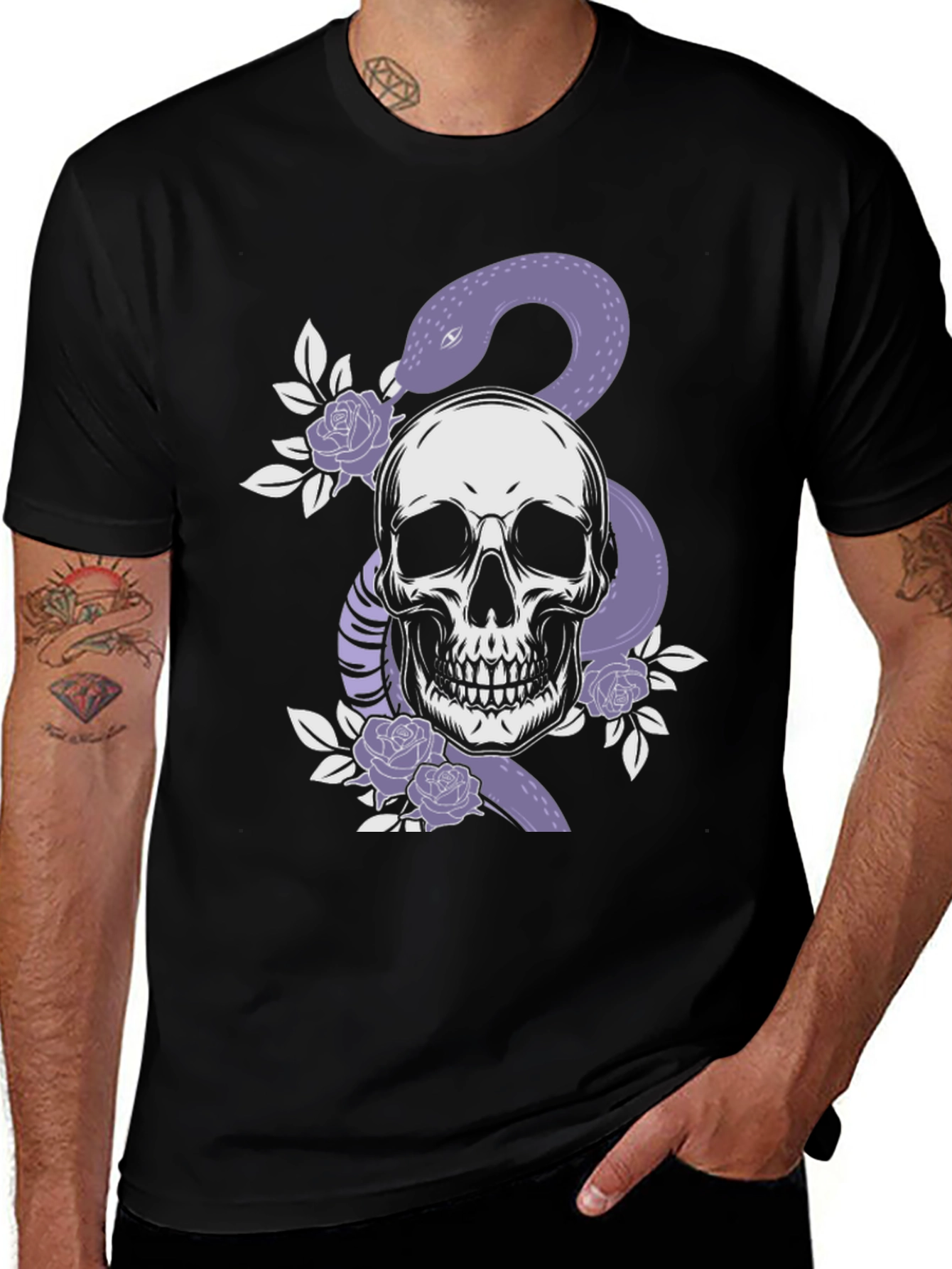 Skull & Snake Graphic Tee - Edgy Fashion