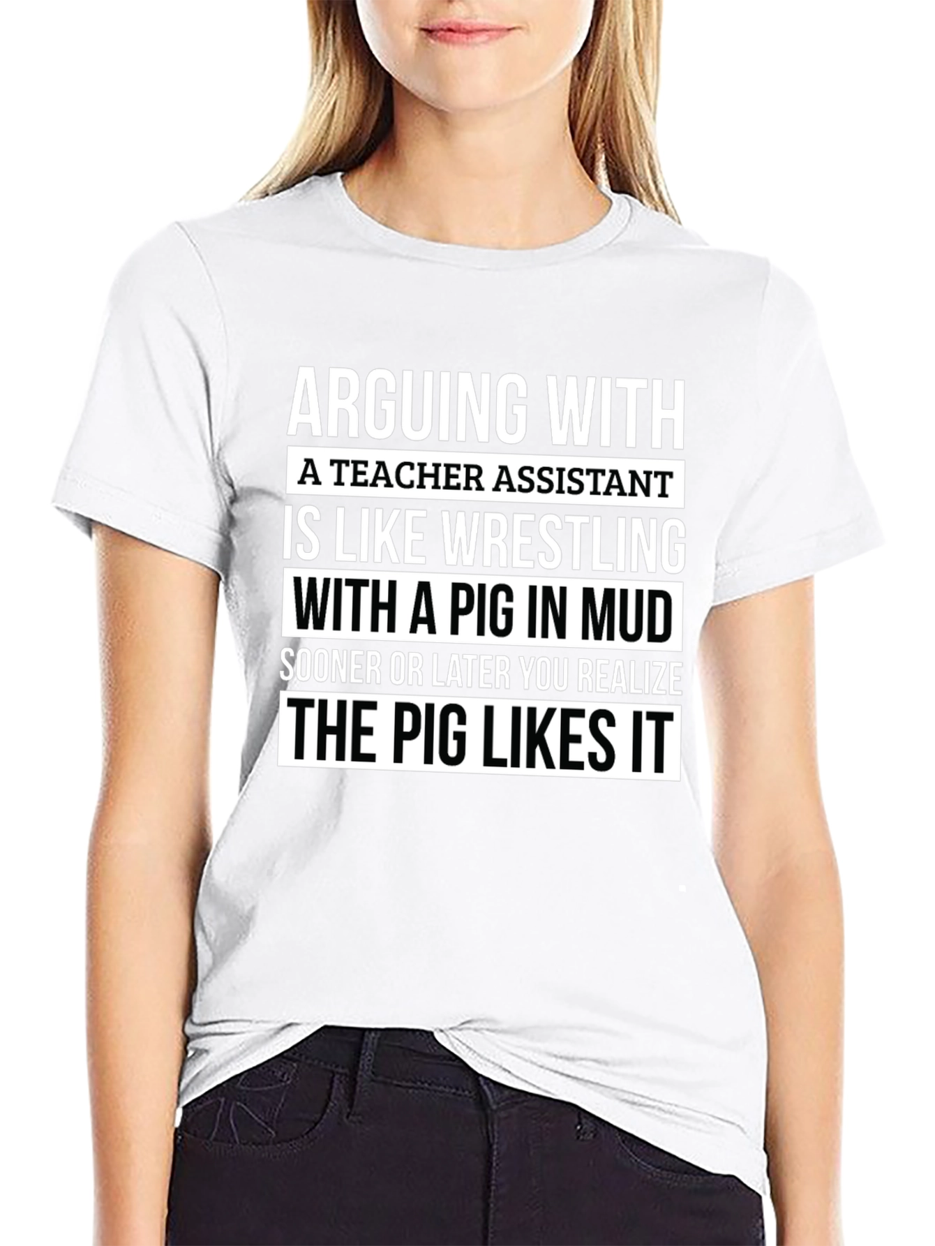 Teacher Assistant Pig in Mud T-Shirt